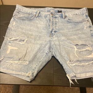Light Blue Distressed Jean Shorts